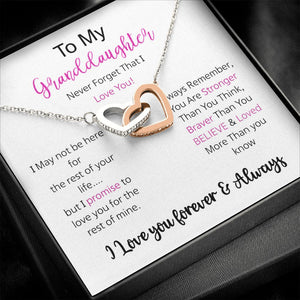 Granddaughter - I Love You Forever - Interlocking Hearts Necklace