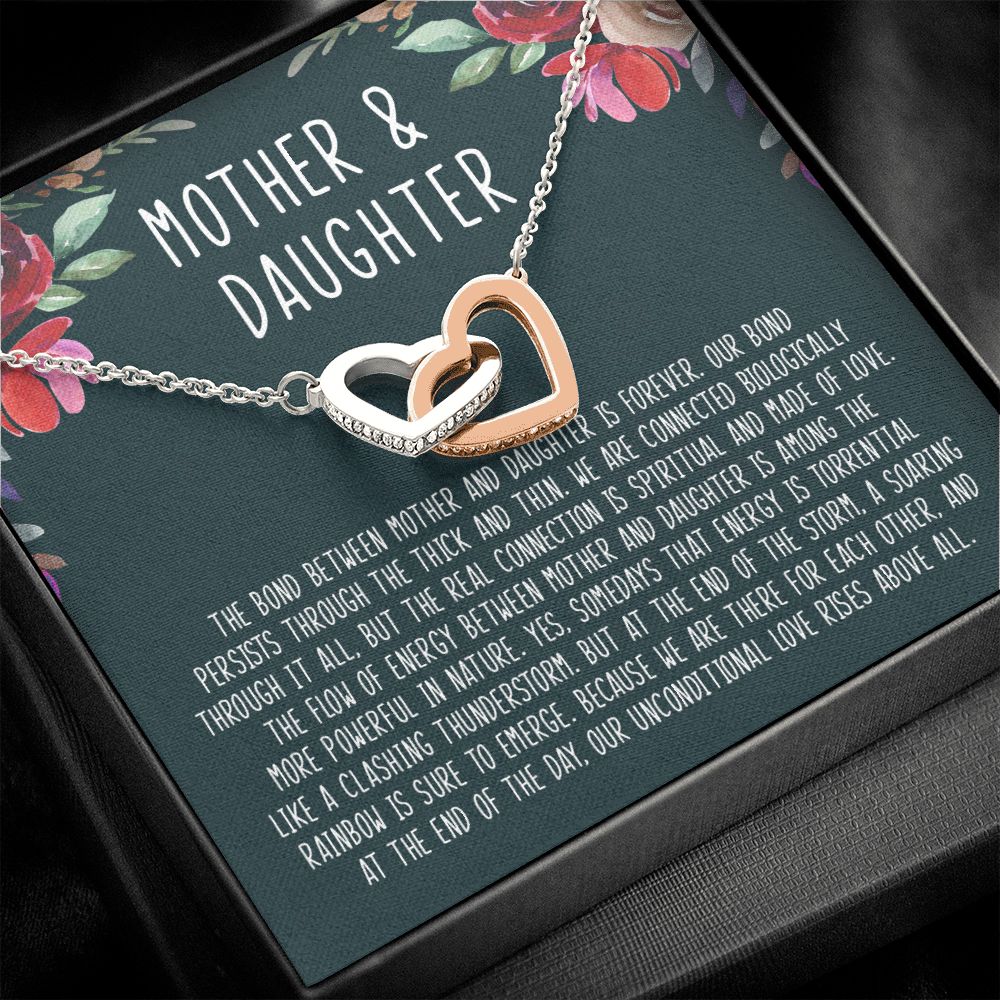 Mother And Daughter - The Bond Between Mother And Daughter Is Forever - Interlocking Hearts Necklace