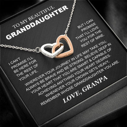 Granddaughter - Grandpa - Love You For The Rest Of Mine - Interlocking Hearts Necklace - Charming Present
