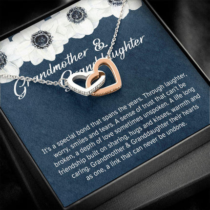 Granddaughter - Sharing Hugs And Kisses - Interlocking Hearts Necklace - Charming Present
