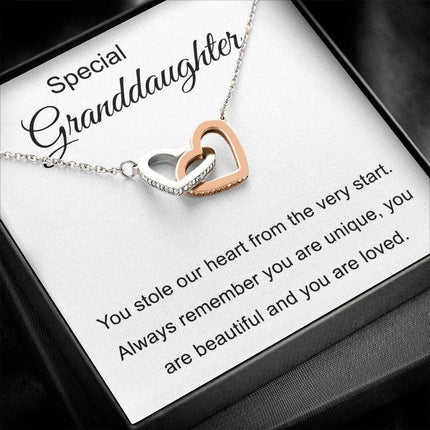 Special Granddaughter - You Are Beautiful - Interlocking Hearts Necklace - Charming Present