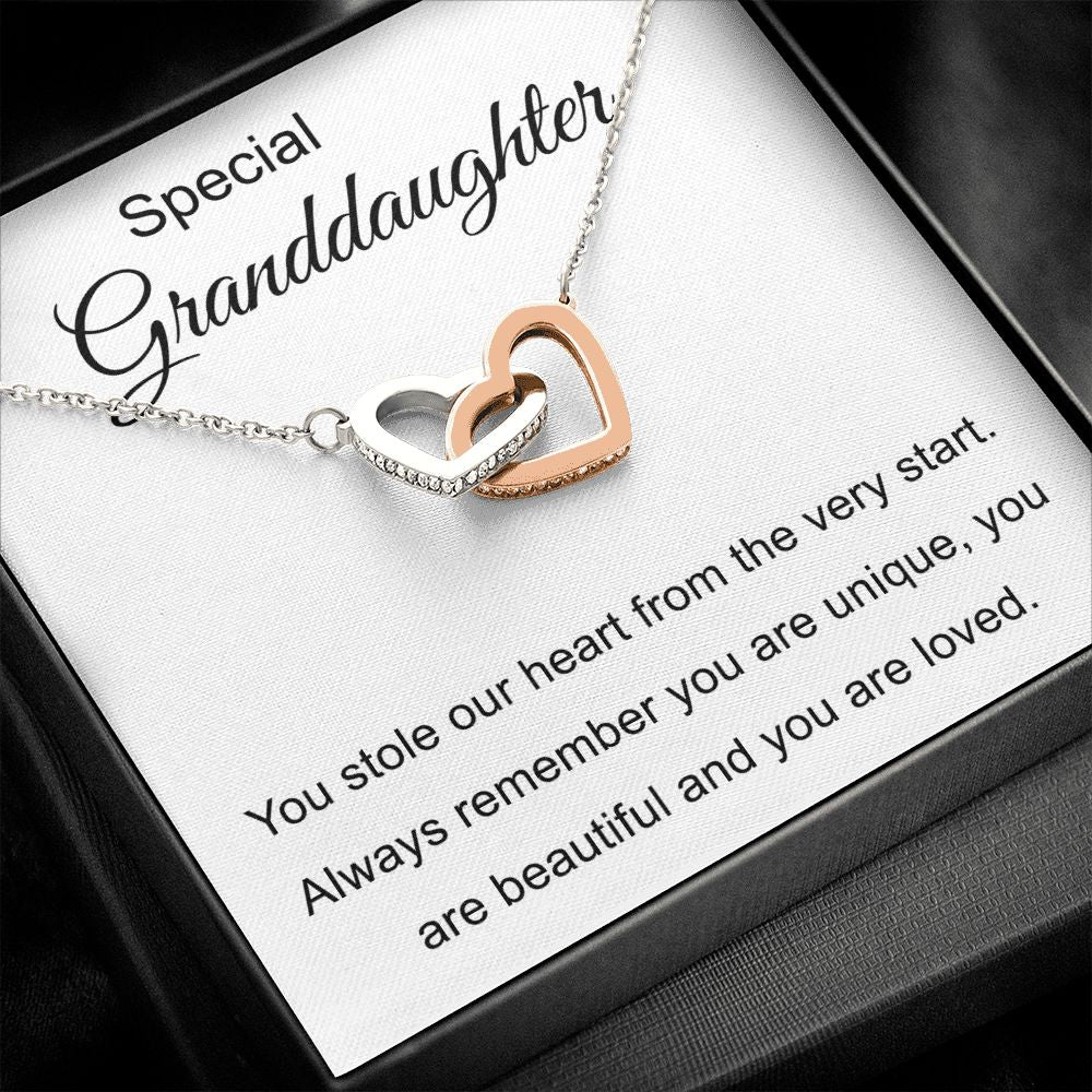 Special Granddaughter - You Are Beautiful - Interlocking Hearts Necklace