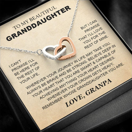 Granddaughter - Grandpa - Love You For The Rest Of Mine - Interlocking Hearts Necklace - Charming Present