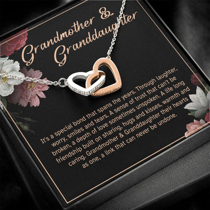 Granddaughter - Sharing Hugs And Kisses - Interlocking Hearts Necklace - Charming Present