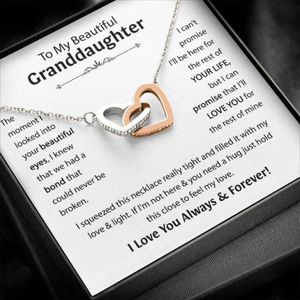 Beautiful Granddaughter - I'll Love You For The Rest Of Mine - Interlocking Hearts Necklace - Charming Present