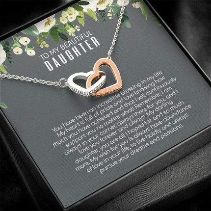 Daughter - Love You Forever And Always - Interlocking Hearts Necklace - Charming Present
