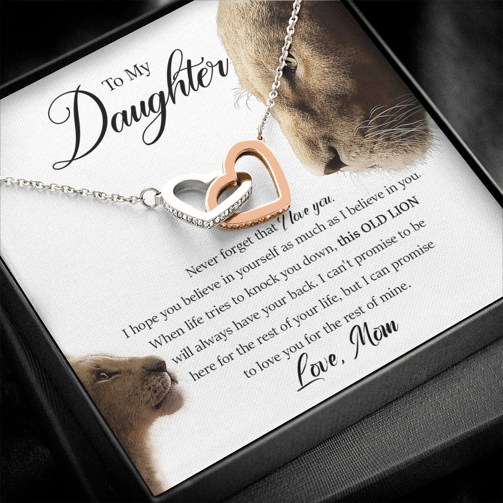 Daughter - Mom - Never Forget That I Love You - Interlocking Hearts Necklace
