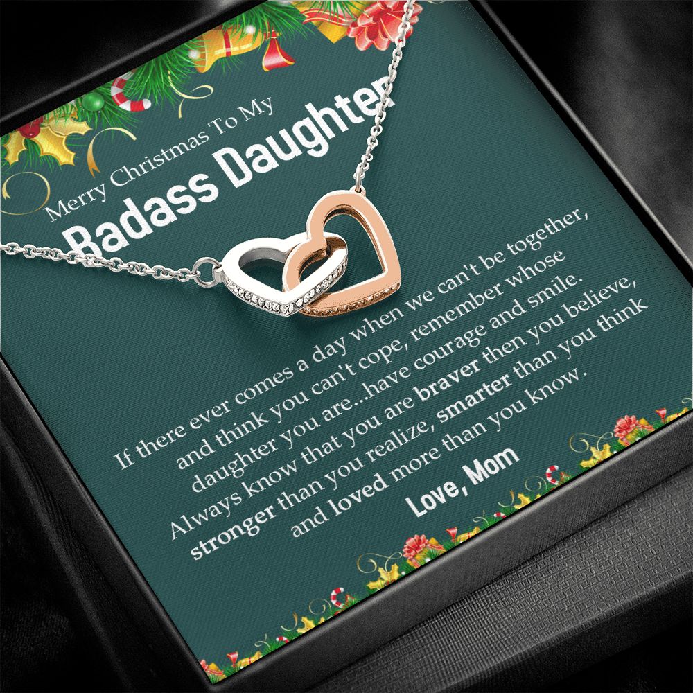 Badass Daughter - Merry Christmas - Interlocking Hearts Necklace