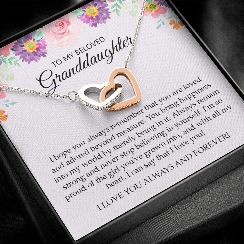 Granddaughter - I Love You Always And Forever - Interlocking Hearts Necklace