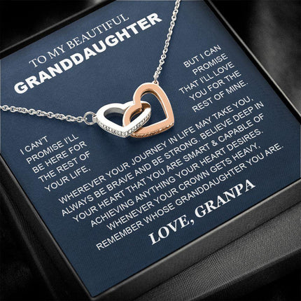 Granddaughter - Grandpa - Love You For The Rest Of Mine - Interlocking Hearts Necklace - Charming Present