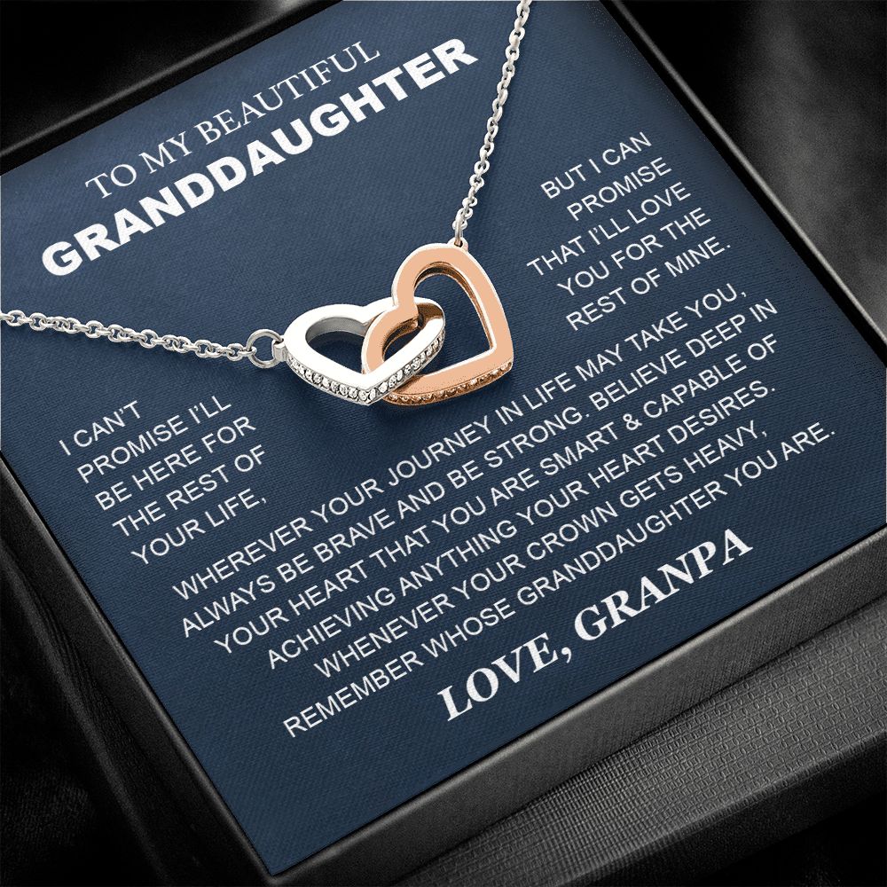 Granddaughter - Grandpa - Love You For The Rest Of Mine - Interlocking Hearts Necklace
