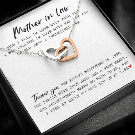 Mother In Law - Thank You For Always Welcoming Me - Interlocking Hearts Necklace SO175T - Charming Present