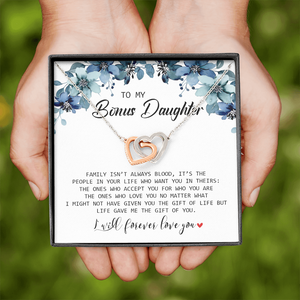 To My Bonus Daughter - I Will Forever Love You - Interlocking Hearts Necklace SO155T