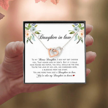 Daughter In Law - You Are Also My Daughter In Heart - Interlocking Hearts Necklace SO167V - Charming Present