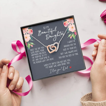 Daughter - Dad - My Heart Will Walk Beside You - Interlocking Hearts Necklace - Charming Present