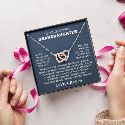 Granddaughter - Grandpa - Love You For The Rest Of Mine - Interlocking Hearts Necklace - Charming Present