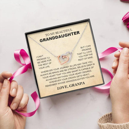 Granddaughter - Grandpa - Love You For The Rest Of Mine - Interlocking Hearts Necklace - Charming Present