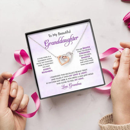Granddaughter - Grandma - My Love And Light - Interlocking Hearts Necklace - Charming Present