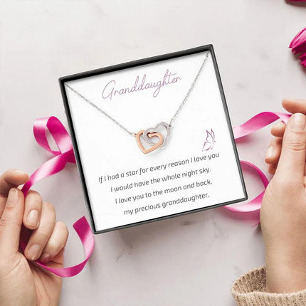 Granddaughter Grandma - I Love You To The Moon And Back - Interlocking Hearts Necklace - Charming Present