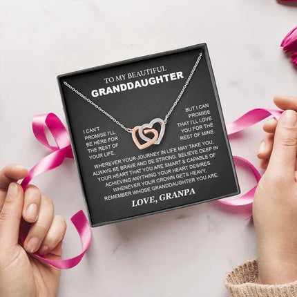 Granddaughter - Grandpa - Love You For The Rest Of Mine - Interlocking Hearts Necklace - Charming Present