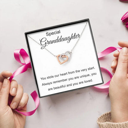 Special Granddaughter - You Are Beautiful - Interlocking Hearts Necklace - Charming Present
