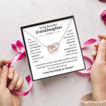 Beautiful Granddaughter - I'll Love You For The Rest Of Mine - Interlocking Hearts Necklace - Charming Present