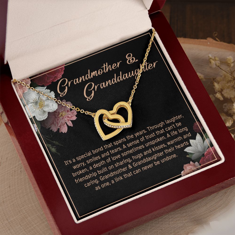 Granddaughter - Sharing Hugs And Kisses - Interlocking Hearts Necklace