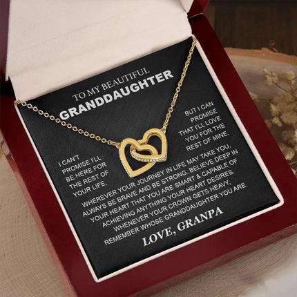 Granddaughter - Grandpa - Love You For The Rest Of Mine - Interlocking Hearts Necklace - Charming Present