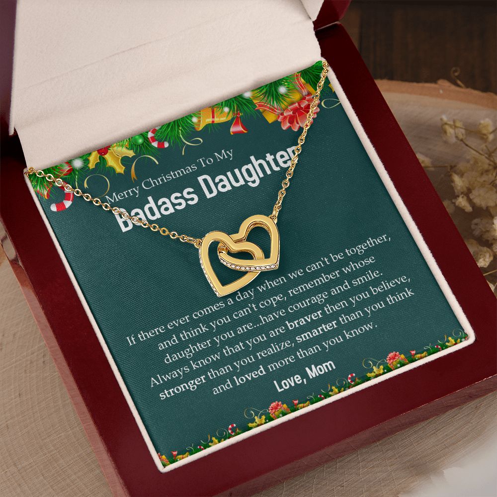Badass Daughter - Merry Christmas - Interlocking Hearts Necklace