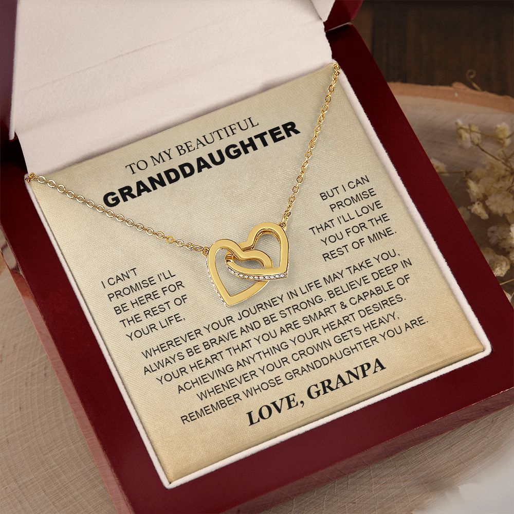 Granddaughter - Grandpa - Love You For The Rest Of Mine - Interlocking Hearts Necklace