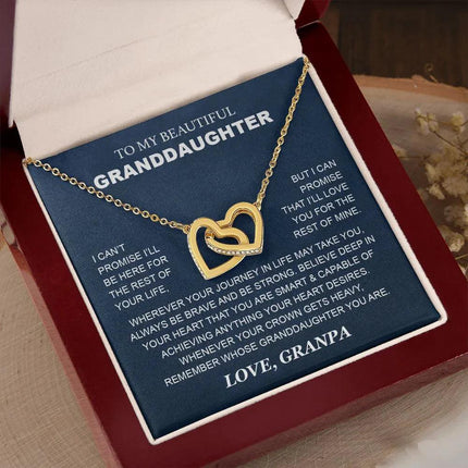 Granddaughter - Grandpa - Love You For The Rest Of Mine - Interlocking Hearts Necklace - Charming Present