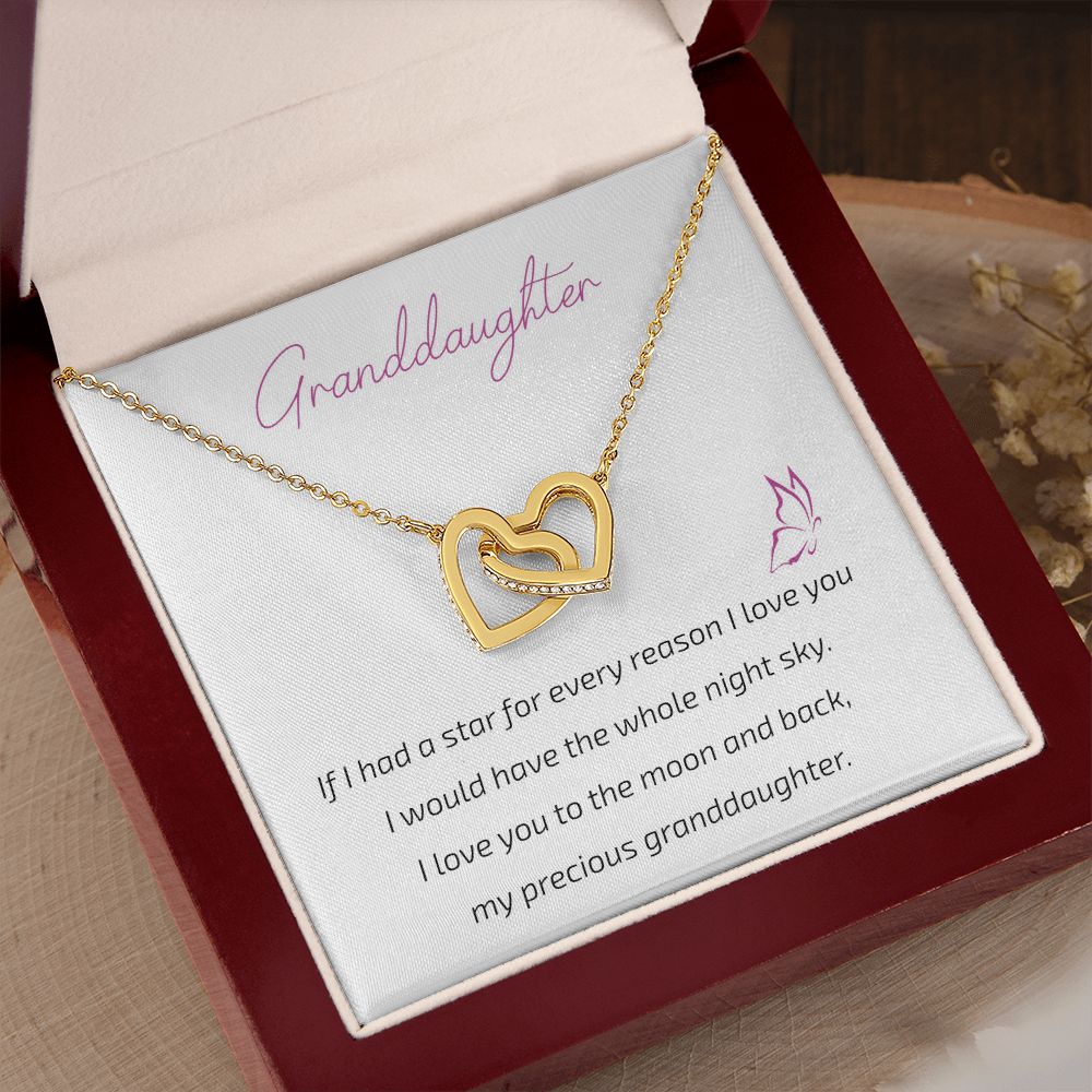 Granddaughter Grandma - I Love You To The Moon And Back - Interlocking Hearts Necklace