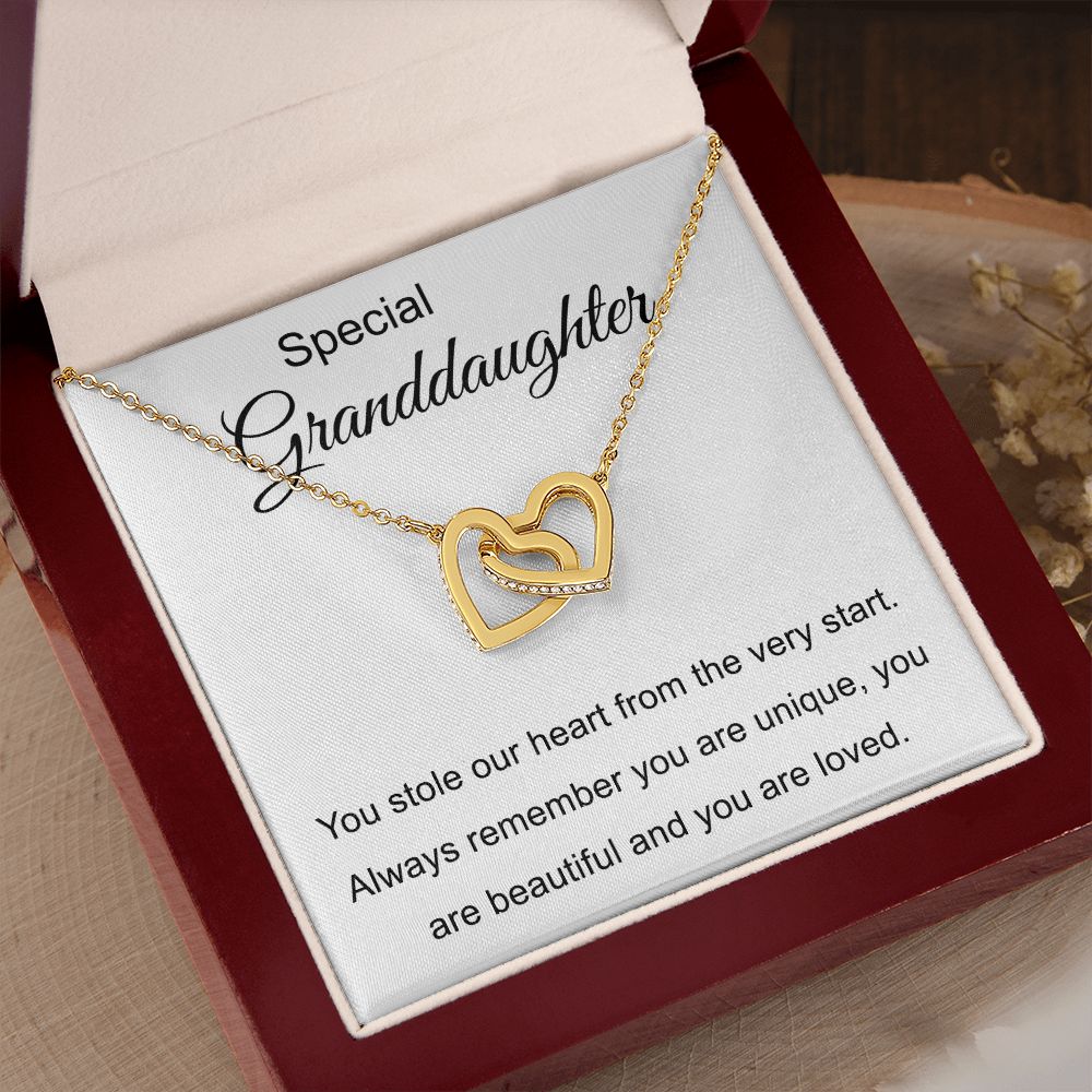 Special Granddaughter - You Are Beautiful - Interlocking Hearts Necklace