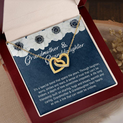 Granddaughter - Sharing Hugs And Kisses - Interlocking Hearts Necklace - Charming Present