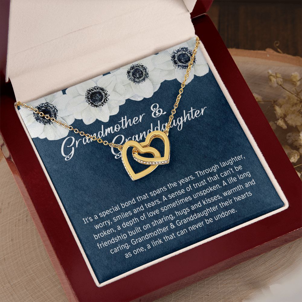 Granddaughter - Sharing Hugs And Kisses - Interlocking Hearts Necklace