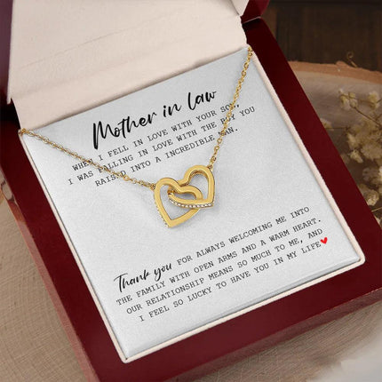 Mother In Law - Thank You For Always Welcoming Me - Interlocking Hearts Necklace SO175T - Charming Present