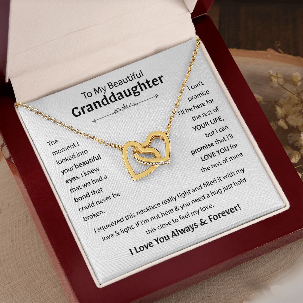 Beautiful Granddaughter - I'll Love You For The Rest Of Mine - Interlocking Hearts Necklace