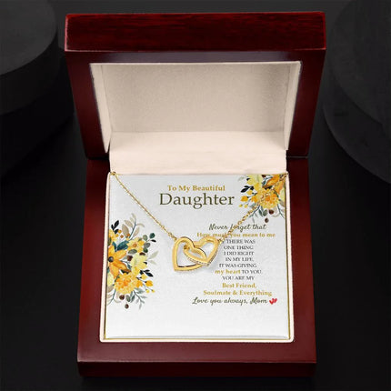 Daughter - Mom - How Much You Mean To Me - Interlocking Hearts Necklace SO190V - Charming Present