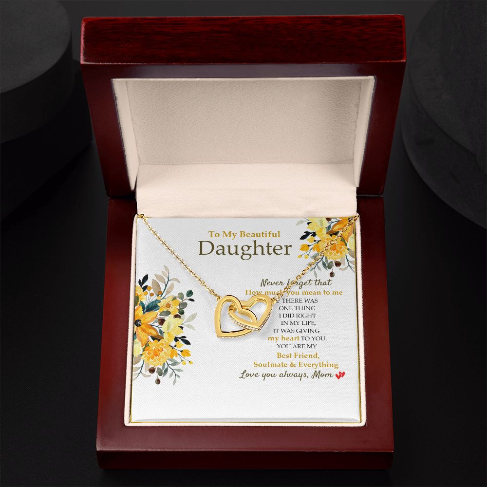 Daughter - Mom - How Much You Mean To Me - Interlocking Hearts Necklace SO190V