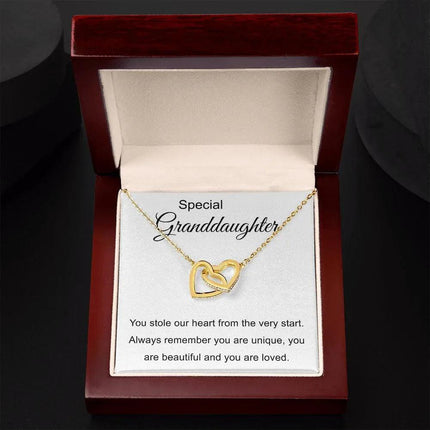 Special Granddaughter - You Are Beautiful - Interlocking Hearts Necklace - Charming Present