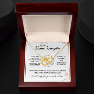 To My Bonus Daughter - Forever Love You No Matter What - Interlocking Hearts Necklace SO173T