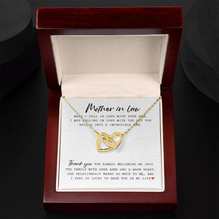 Mother In Law - Thank You For Always Welcoming Me - Interlocking Hearts Necklace SO175T - Charming Present