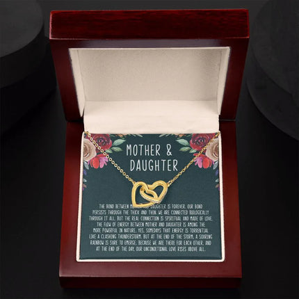 Mother And Daughter - The Bond Between Mother And Daughter Is Forever - Interlocking Hearts Necklace - Charming Present