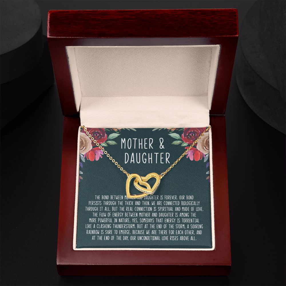 Mother And Daughter - The Bond Between Mother And Daughter Is Forever - Interlocking Hearts Necklace