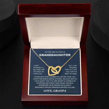 Granddaughter - Grandpa - Love You For The Rest Of Mine - Interlocking Hearts Necklace - Charming Present