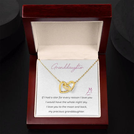 Granddaughter Grandma - I Love You To The Moon And Back - Interlocking Hearts Necklace - Charming Present