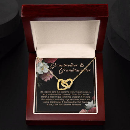 Granddaughter - Sharing Hugs And Kisses - Interlocking Hearts Necklace - Charming Present