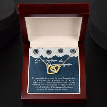 Granddaughter - Sharing Hugs And Kisses - Interlocking Hearts Necklace - Charming Present