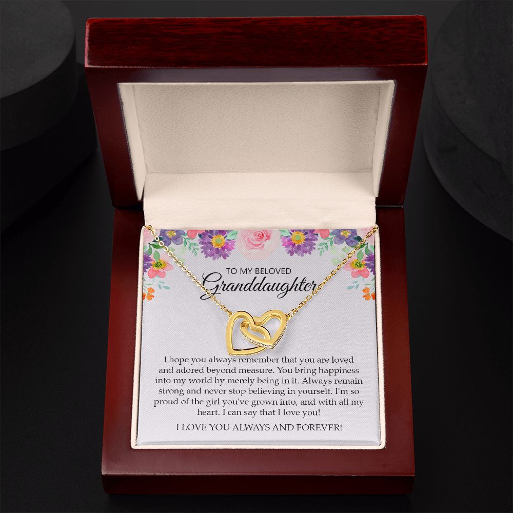 Granddaughter - I Love You Always And Forever - Interlocking Hearts Necklace