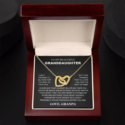 Granddaughter - Grandpa - Love You For The Rest Of Mine - Interlocking Hearts Necklace - Charming Present
